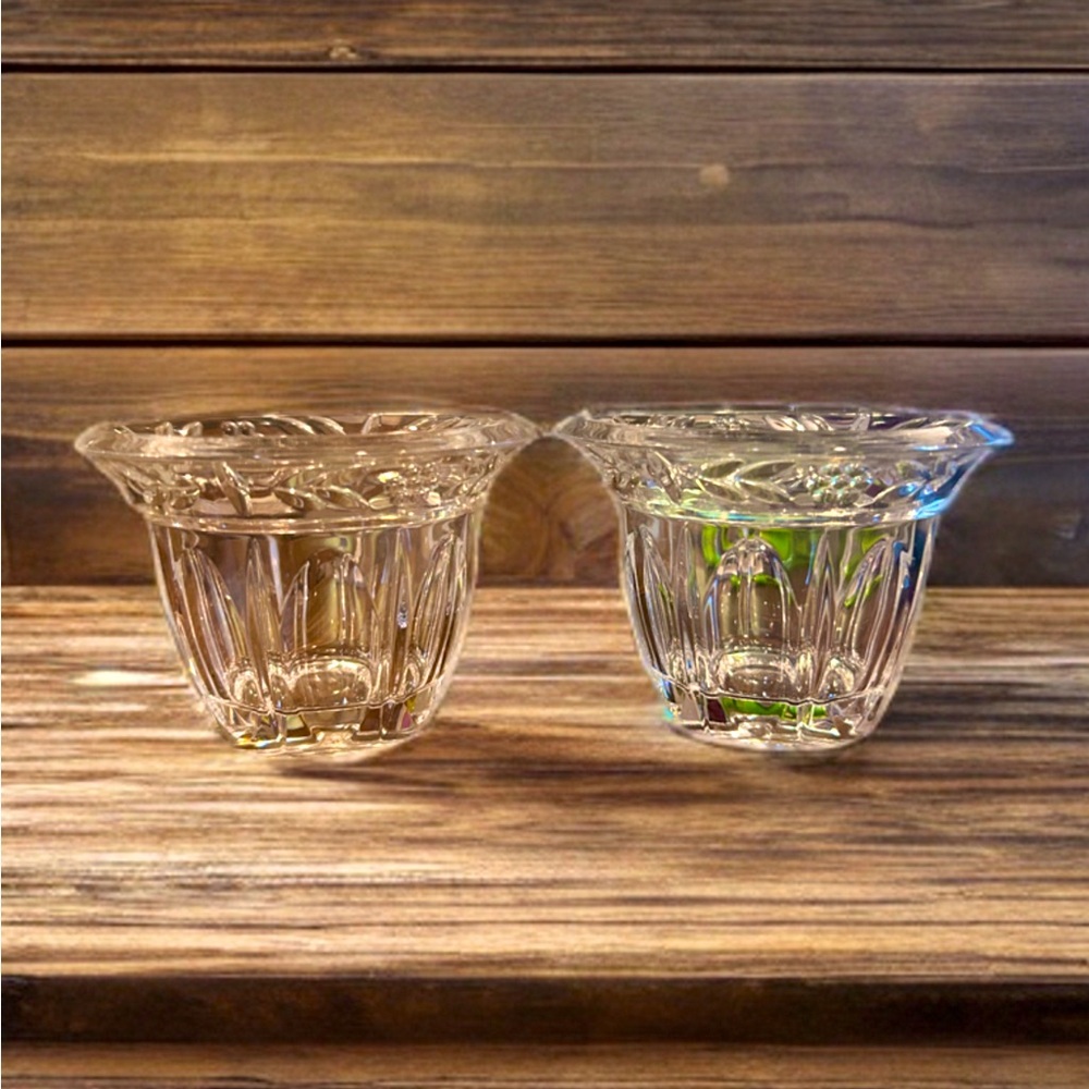 Celebration Pattern Glass Candle Holders